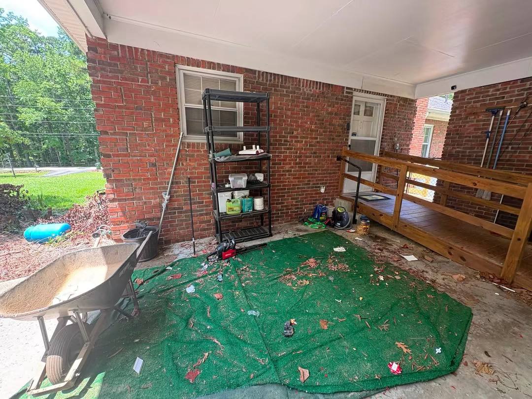 Porch cleared after Junk Rooster